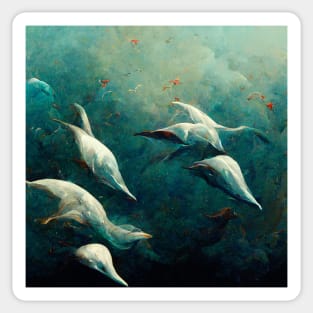 Damartinart flock of dolphins Sticker